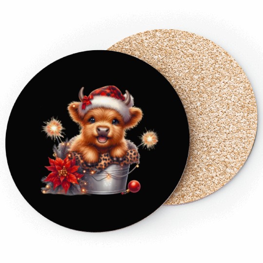 Christmas Merry Christmas For Gift Highland Cow Coasters