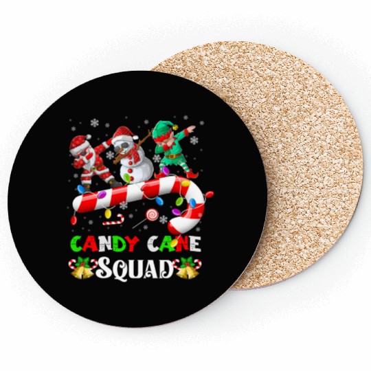 Dabbing Santa Elf Snowman Candy Cane Christmas Coasters
