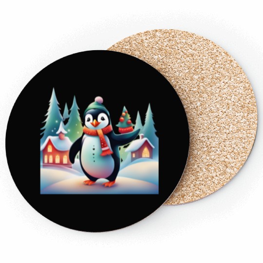 Christmas Merry Christmas For Gift Penguin Snowman Coasters