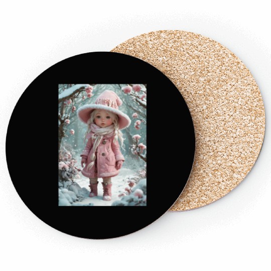 Full body of a realistic sweetness baby chibi girl Coasters