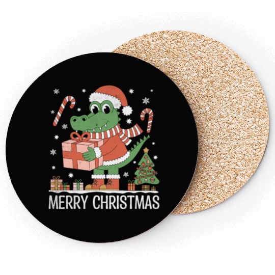 Christmas Alligator - Cute Holiday Design Coasters