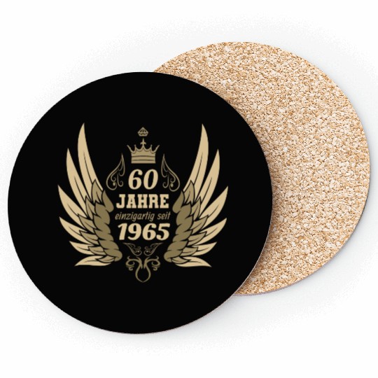60 years unique since 1965 angel wings Coasters