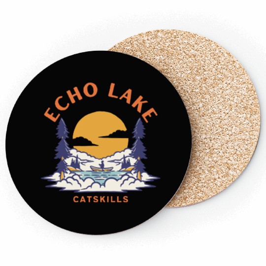 Echo Lake Catskills Wilderness Graphic Coasters