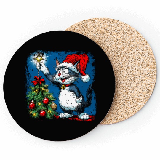 Cat Christmas Coasters