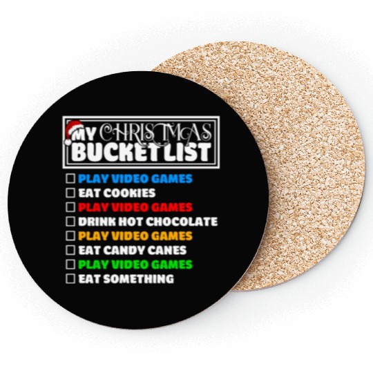 Christmas Bucket List Video Games Xmas Gamer Coasters