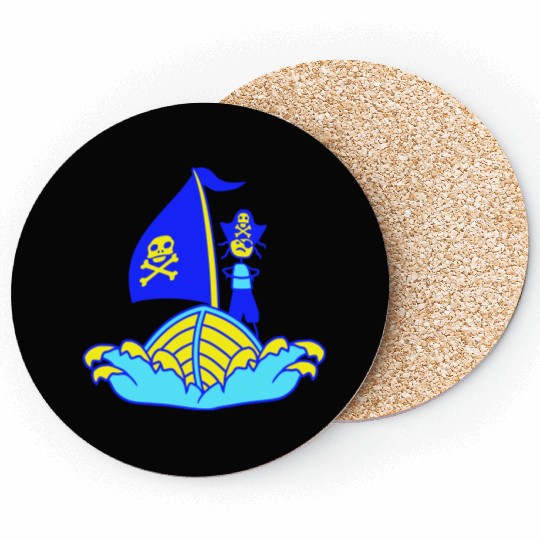 Pirate Ship Child Captain Bad Buccaneer Boy Waves Coasters