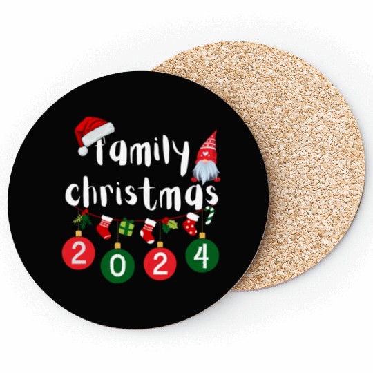 Family Christmas 2024 Xmas Holiday Pajamas Family Coasters