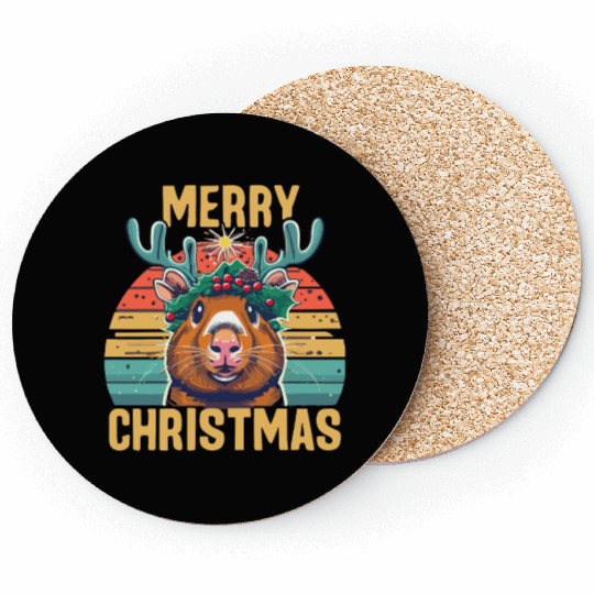 Funny Guinea Pig Christmas Coasters