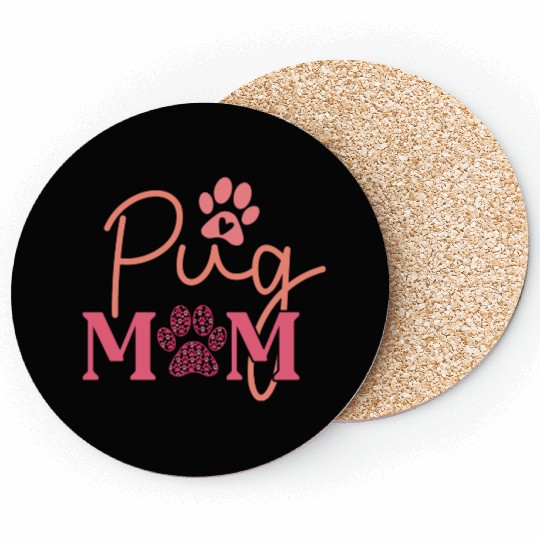 Pug Mom Coasters Dog Lover Valentines Day For Dog Mom