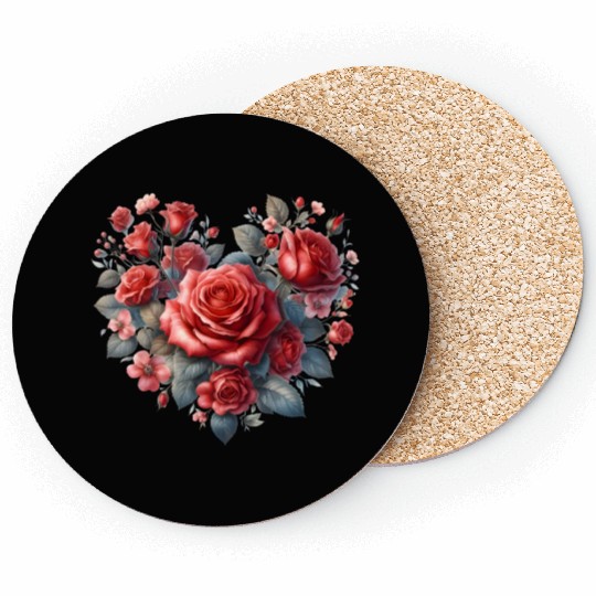 Heart Roses, Valentines Day Coasters