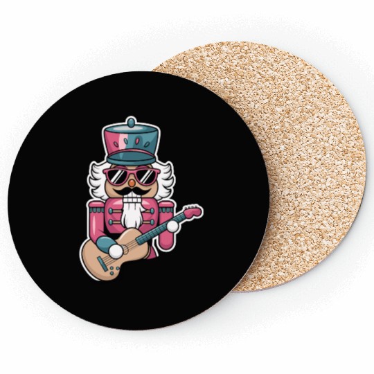 Nutcracker Playing Guitar Coasters