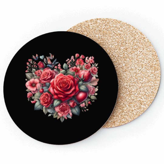 Heart Roses, Valentines Day Coasters