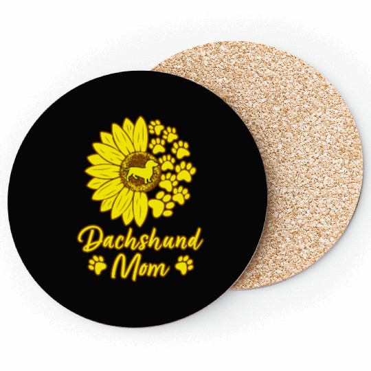 Dachshund Mom Dog Mom Dog Lover Sunflower Coasters