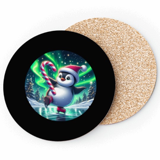 Penguin's Northern Lights Skate Coasters