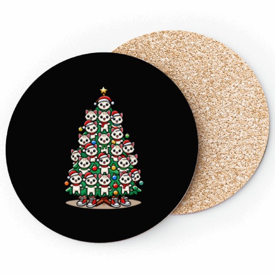 Christmas Tree With Cats Coasters