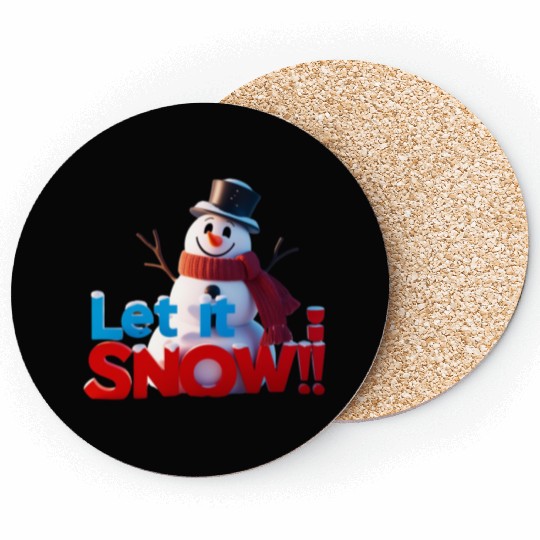 Let It Snow! Festive Cartoon Snowman Winter Design Coasters