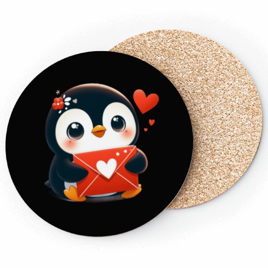 Penguin Valentine Mail with Heart Coasters