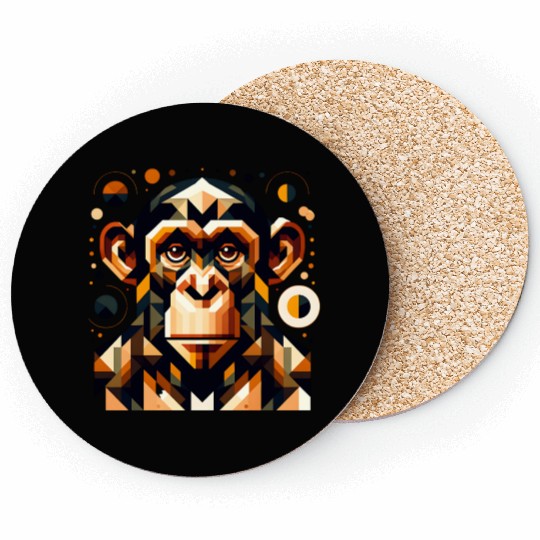 geometric abstract chimpanzee art design Coasters