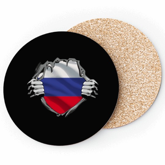 Russian Flag Breaking Through Design Coasters