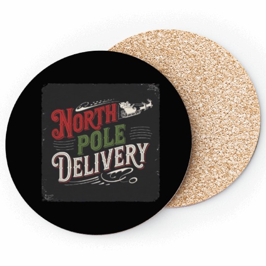 North Pole Express Vintage Style Retro Christmas Coasters