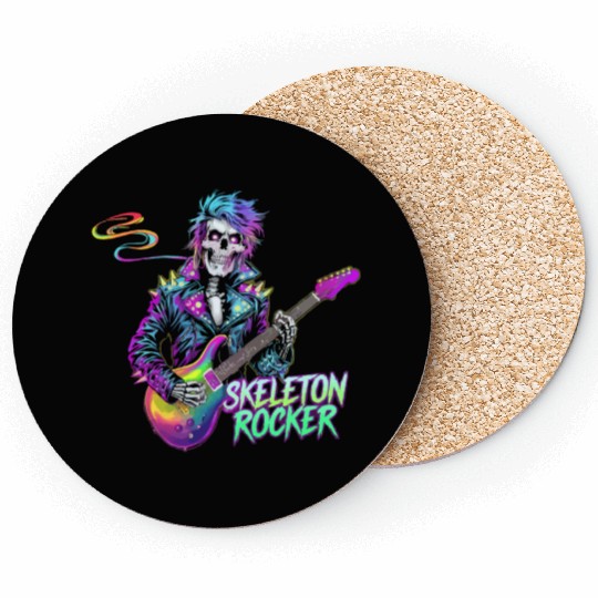 Skeleton Guitar Player Bones Guitarist Musician Coasters