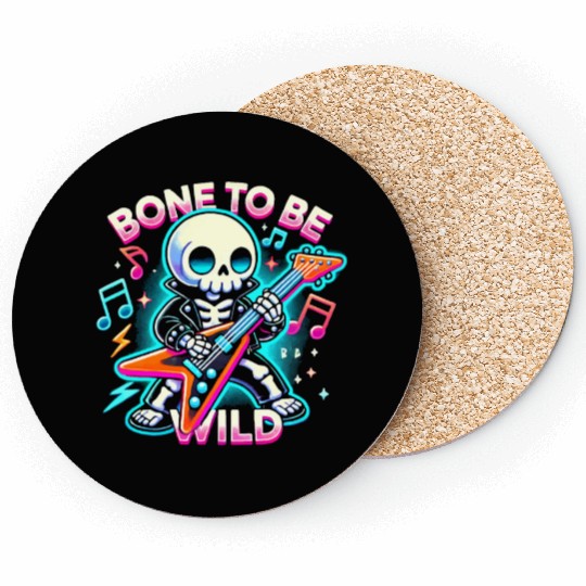 Skeleton Guitar Player Bones Guitarist Musician Coasters