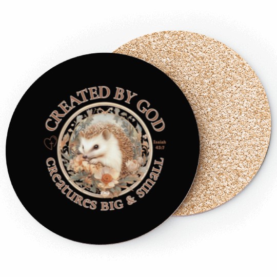 Created by God Christian Hedgehog Isaiah 43:7 Coasters