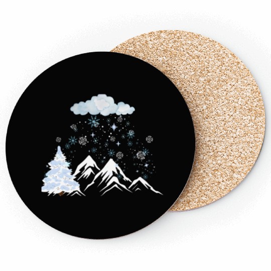 Winter Magic Text with Blue Snowflakes Design" Coasters