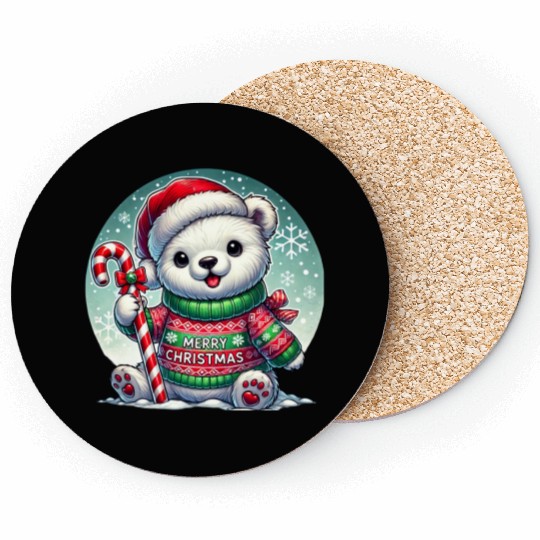Polar Bear Christmas Sweater - Christmas Gifts Coasters