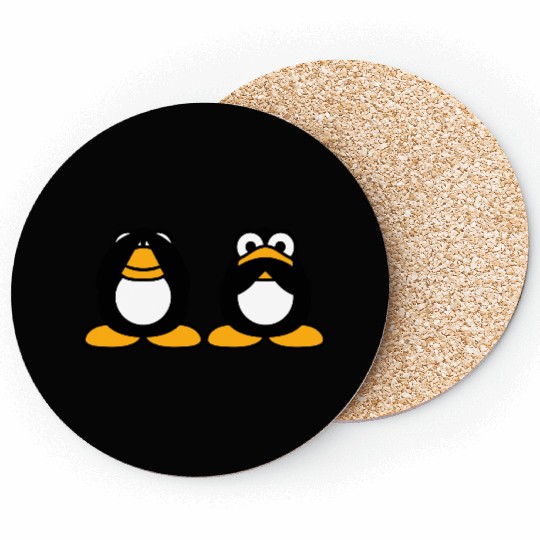 2 Penguins No Talk See Nothing Mute Blind Friends Coasters