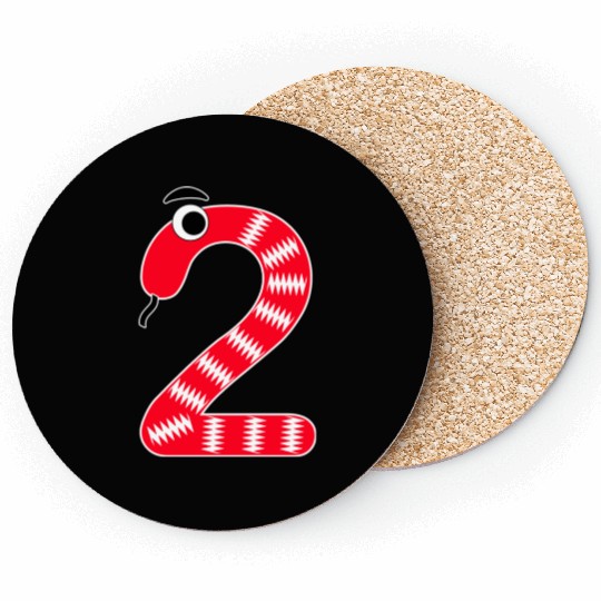 Whimsical Red Snake Number 2 Design Coasters