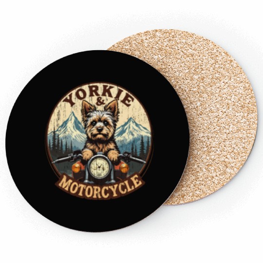 Retro Yorkie And Motorcycle Dog Lovers Funny Motor Coasters