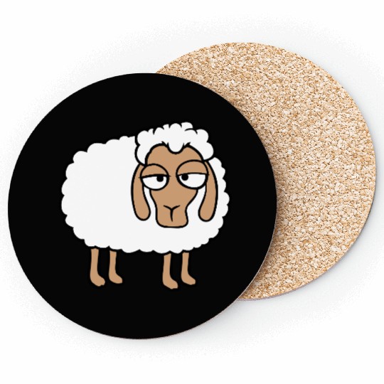 Sheep Tired Bored Look Little Sweet Lamb Bad Mood Coasters