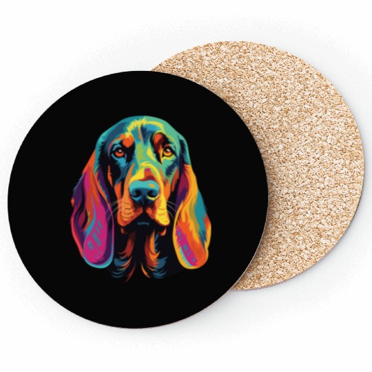 Watercolor Colorful Black And Tan Coonhound Coasters
