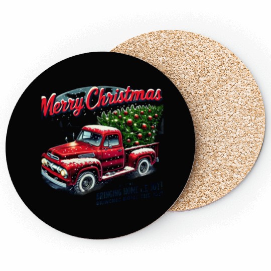 Vintage Christmas Tree Pickup Coasters