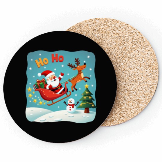 Santa Clause waving " HO-HO" Coasters