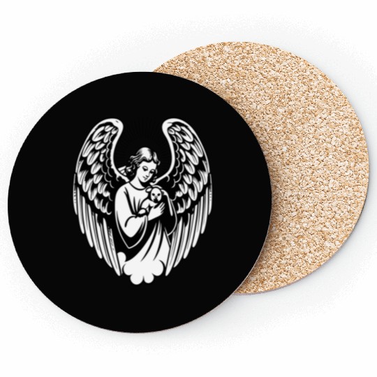Guardian Angel Embracing Beloved Pet Coasters
