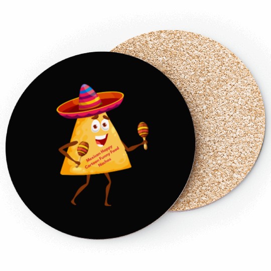 Mexican Happy Cartoon Funny Food Nachos Character Coasters