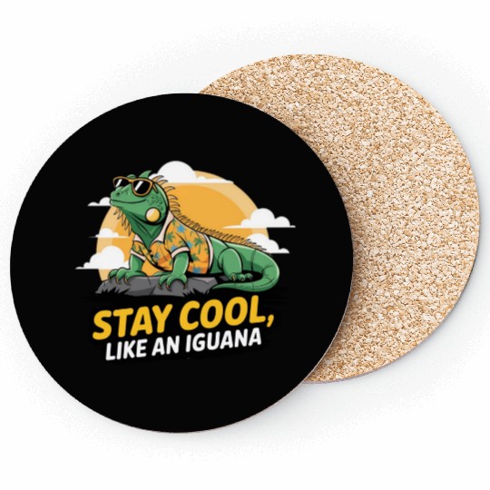 Fun and Colorful Iguana Art for Reptile Lovers Coasters