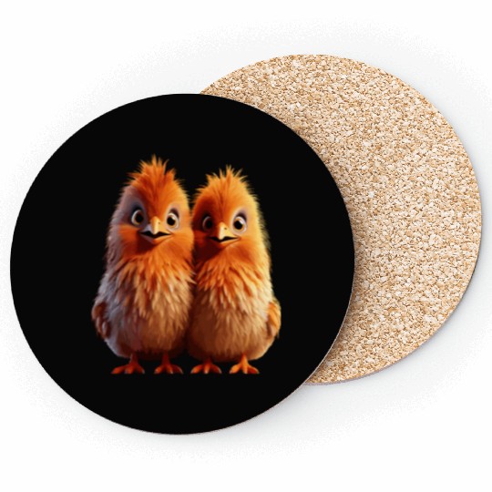 perfect match Adorable Chick Pair Cartoon Coasters