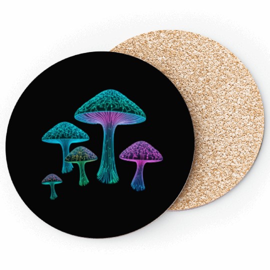 Psychedelic Neon Fungi Glow Coasters