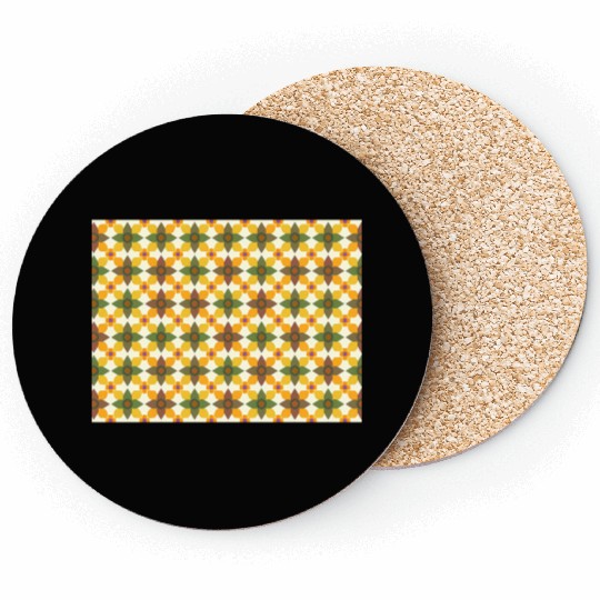 A colorful mixture of yellow green brown orange Coasters