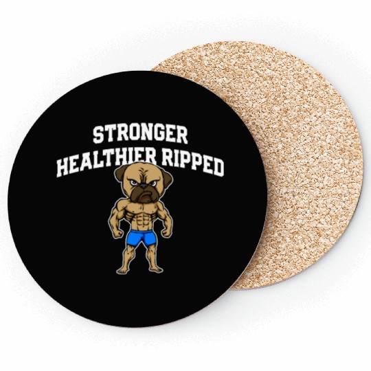 Stronger Healthier Ripped Funny Workout Humor Gym Coasters