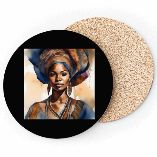 African Woman Portrait E Coasters