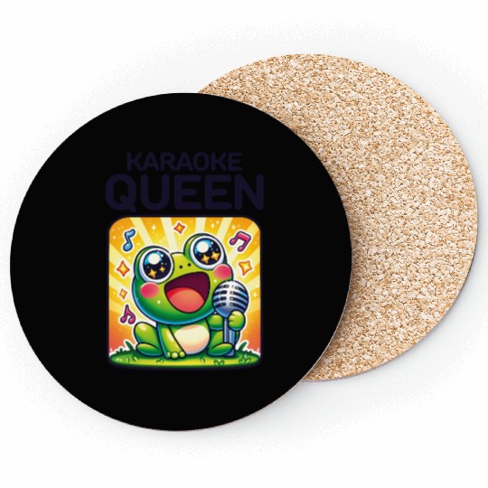 Funny Karaoke Queen Cute Singing Frog Love to Sing Coasters