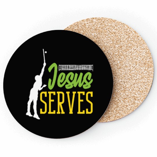 Tennis Jesus Serves Inspirational Design Coasters