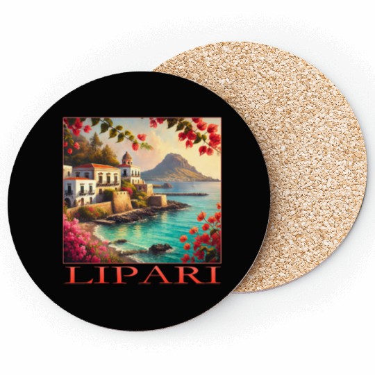Lipari Volcano Mediterranean Terracotta Vacation Coasters