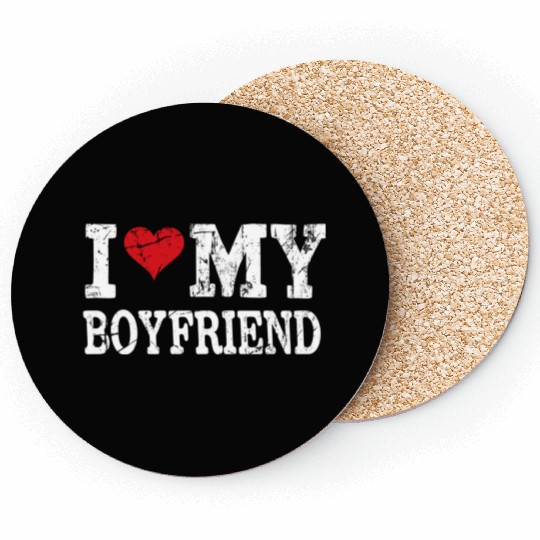Modern Trendy Vintage I Love My Boyfriend Coasters