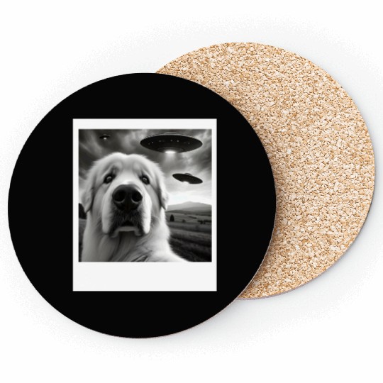 Great Pyrenees Funny Graphic Selfie with UFOs Weir Coasters