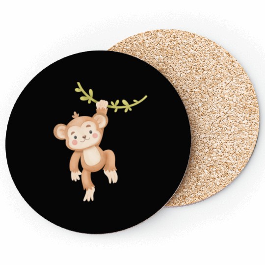 Cheeky Monkey Hanging Funny Jungle Animal Design Coasters